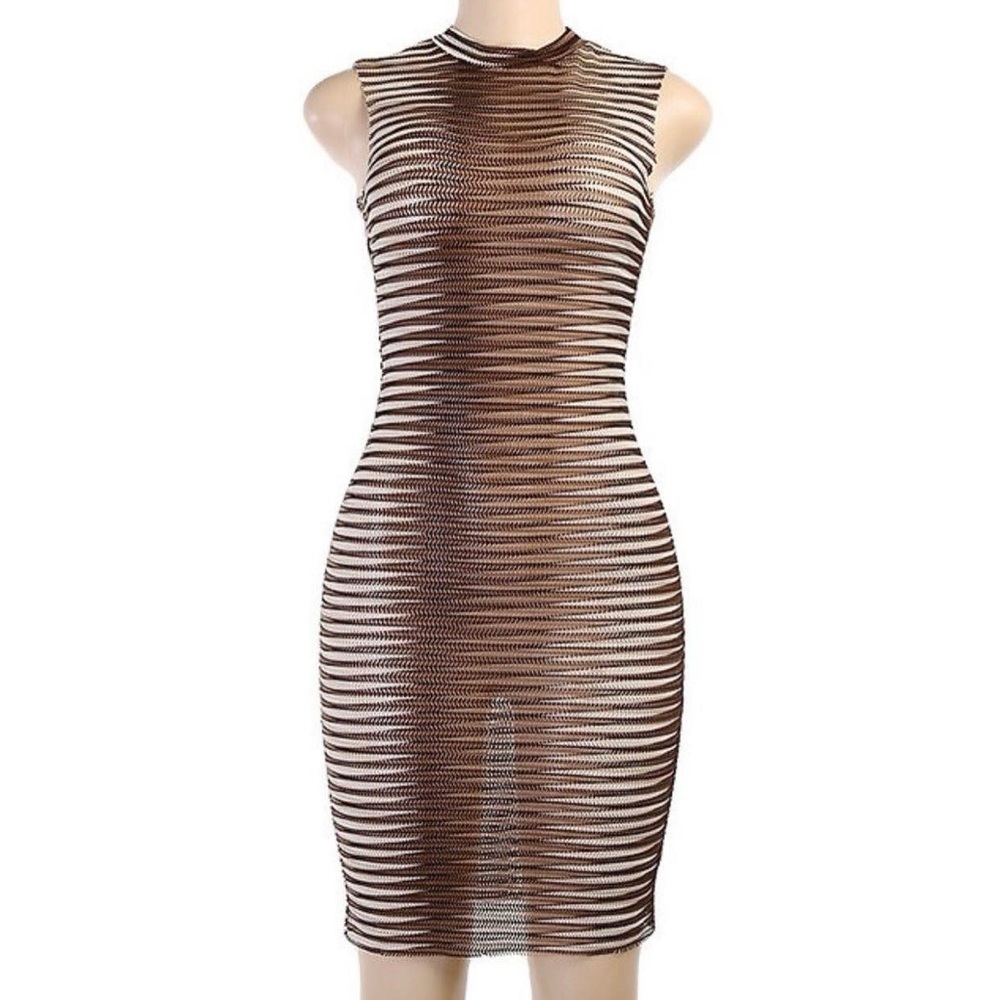 Mesh Mocha sleeveless Dress